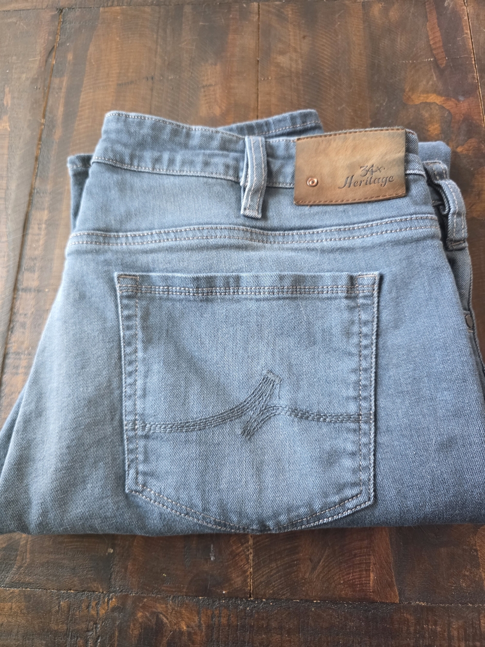34 Heritage Courage Men’s Jeans 38x34 Mid Rise Straight Stretch Blue Denim